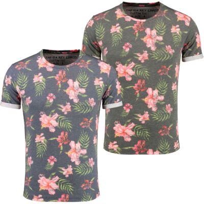 Key Largo Herren T-Shirt Borneo Allover Flower Print Sommer Hawaii Look MT00431 