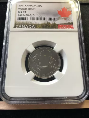 2011  Wood Bison, NGC Graded Canadian  ¢25 Cent, **MS-67** Box 7
