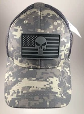 Rapdom Tactical Digital Camo Hat Morale Patch American Flag Punisher Strap Back