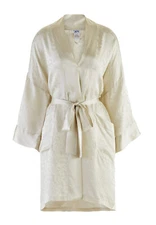 Robe Women's One Size Beige 100% Mulberry Silk Kimono Short 38 Inch Length