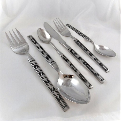 ONEIDA Northland MONTEZUMA Black Accented Geometric Flatware Stainless CHOICE