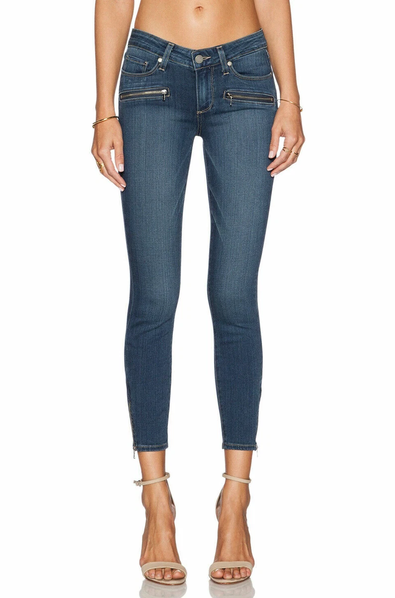 PAIGE Womens Jane Zip Crop Jeans Lex No Whiskers Zipper Hems