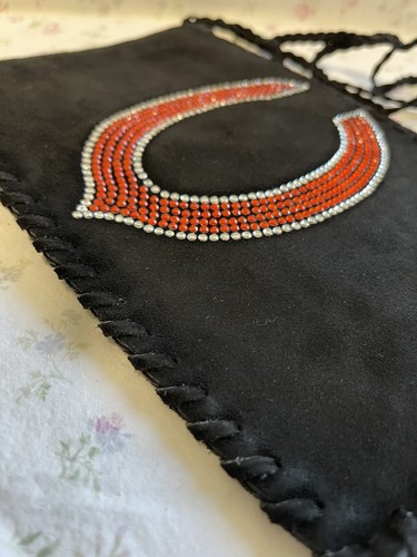 Chicago Bears Football Team Suede Bedazzled Crossbody Bag - Picture 4 of 5