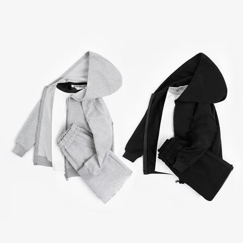 Kids Boys Girls Outfit Running Hooded Zipper Tracksuit Long Sleeve Sweatshirt - Picture 5 of 27