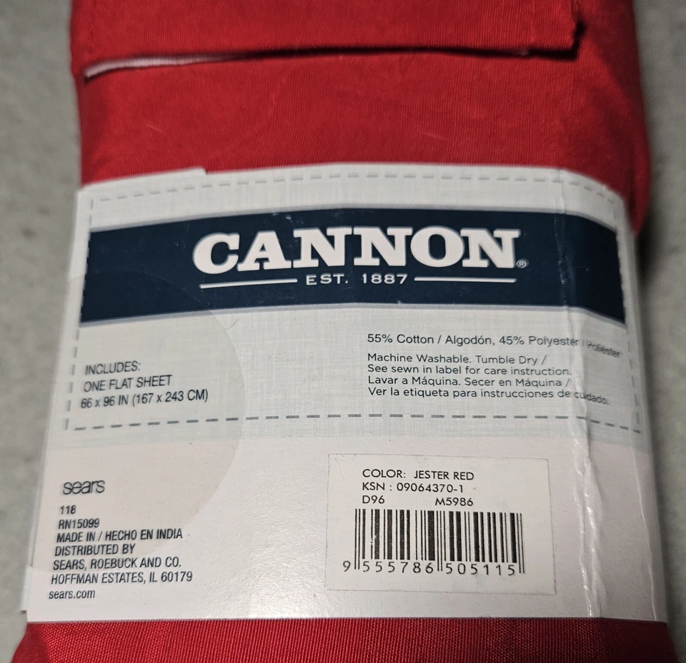Sábana plana doble roja Jester, 66x96 pulgadas, 167x243 cm, sensación suave, fácil cuidado, cañón Foto 4 de 4