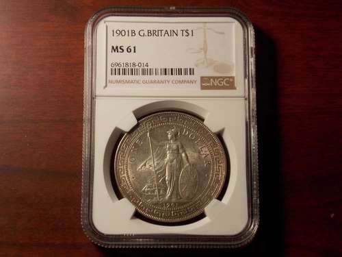 1901 Hong Kong Great Britain Trade Dollar silver coin NGC MS-61