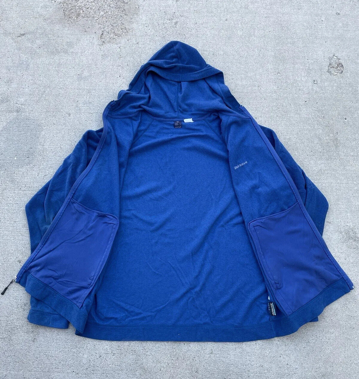 ARC'TERYX Mont Bell Fleece Felpa Con Cappuccio Shell Giacca Cappotto Blu Full Zip Jogger Uomo Taglia Large