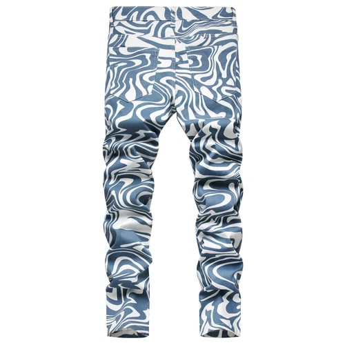 Moda Para hombres Jeans Elastizados Calce Ajustado Pantalones Informales Largos Estampados Denim Pantalones - Imagen 22 de 38
