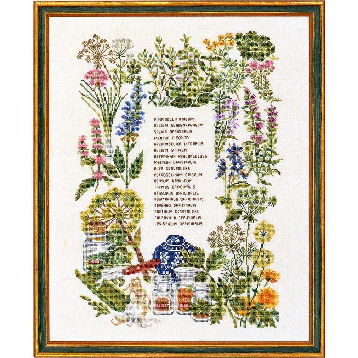 Eva Rosenstand counted cross stitch kit ""Herbs"", 40x50cm, DIY