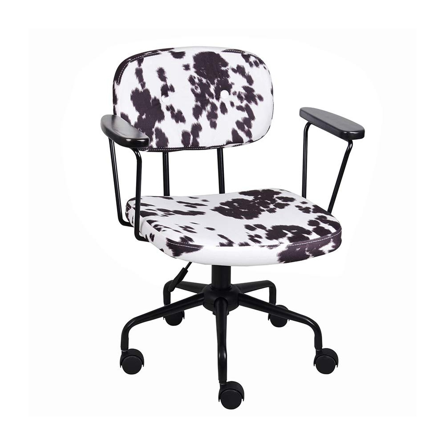 GIA Barnyard Holstein Cow Pattern Home Office Task Chair with Arms, Metal, Bl...