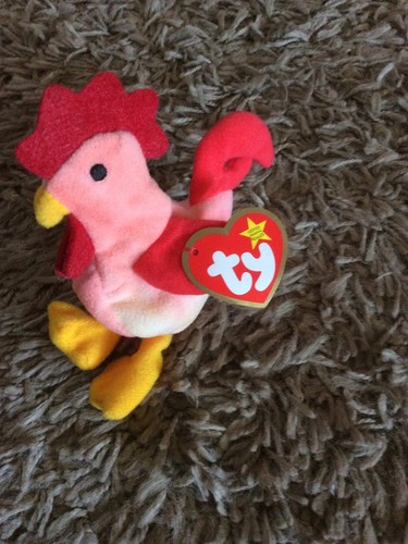 TY Teenie Beanie Babies STRUT The Rooster 1993 Plüschtier Sitzsack Baby
