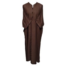 Men Moroccan 100 Cotton Brown 3-Quarter Sleeves Thobe Jubba Kandora Dishdasha