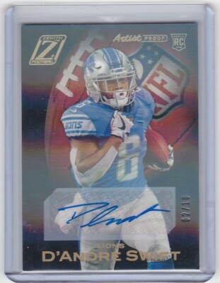 2020 Panini Zenith D'ANDRE SWIFT Rookie ARTIST PROOF GOLD AUTO 02/10 Lions RC 