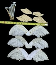 Vintage Angel Wings attach to Doll Clothing Harp Feathers Embellished Crafts HTF