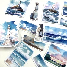 Seashore Beach Travel Washi Paper Stickers Ocean Nautical Junk Journal Collage