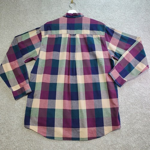 Vintage Sears Roebuck Shirt Mens Large Long Blue Red Multi Plaid Cotton Western - Picture 9 of 13