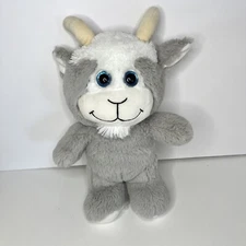 Kellytoy Goat Gray 13" Plush Stuffed Animal Blue Glitter Eyes Horns 2017 Toy