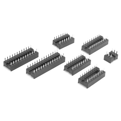 66Pcs IC Chip Socket Flat Pin DIP Integrated Circuit Components Assortment K CST