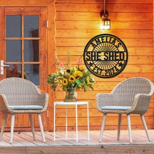 Personalized She Shed Metal Name Sign Home Garden Shed Decorative Wall Art Gift - Picture 4 of 10