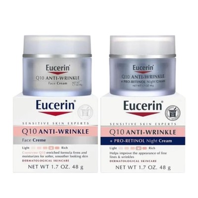 Eucerin Q10 Anti-Wrinkle Day & Night Cream 48ml.Sensitive Skin Wrinkles Moisturi