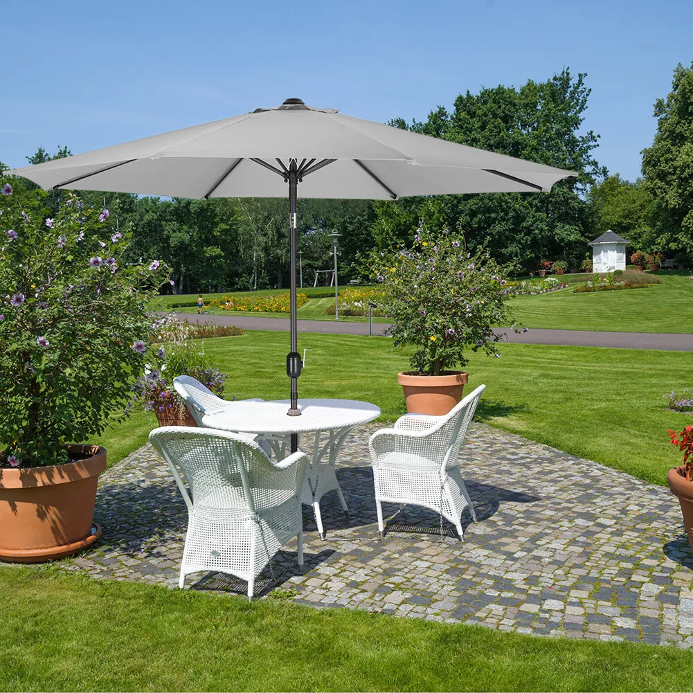 XL 3m Sunshade Round Garden Parasol with Crank Outdoor Beach Patio