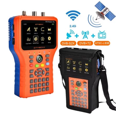 GT MEDIA DVB-T/T2, DVB-S/S2/S2X Cable TV Signal Finder Satelital Medidor con Pantalla LCD de 4,3"
