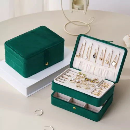 2 Schichten Schmuckkästchen Organizer Große Kapazität Ring Ohrring Halskette Aufbewahrungsbox - Bild 28 von 34