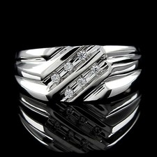 Wedding Men's Ring 14K White Gold Plated 0.30CT Round Real Moissanite Free Size