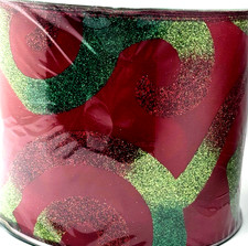 Member  s Mark Premium Wired Ribbon Red And Green Glitter 5 Inches x 25 Yards