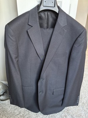 Renoir Suit Mens 40S Charcoal Solid 2 Button Pants Flat Front Solid