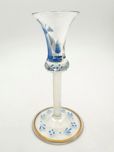 ANTIQUE CONTINENTAL DRINKING GLASS ENAMELLED WINDMILL DECORATION - Picture 2 of 15