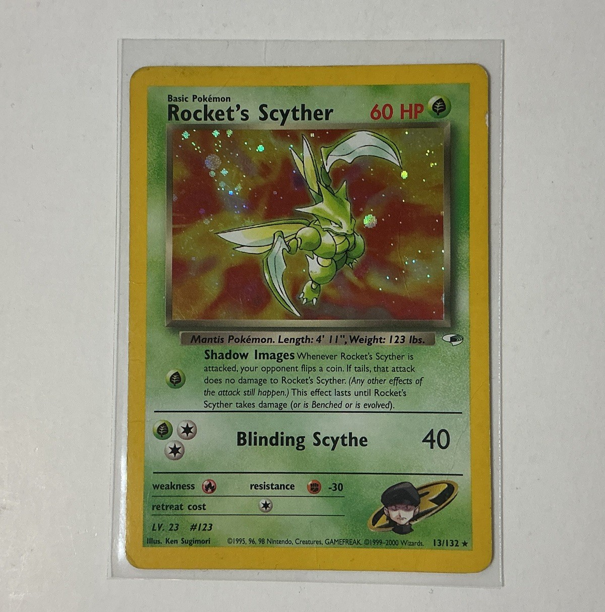 Pokemon Gym Heroes Unlimited Edition Rocket's Scyther Holo Rare Card 13/132 ~ HP
