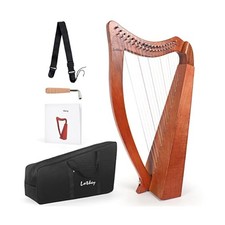 LOTKEY 19 Strings Harp, Solid Mahogany Harps 29'' W/Gig Bag,Tuning Wrench,Str...