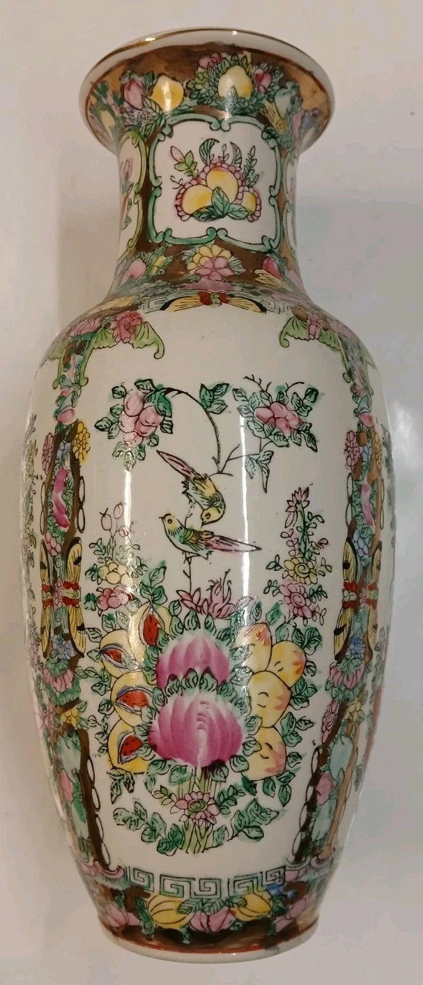 Pretty Famille Rose Style Porcelain Chinese Vase-32cm high x 13cm wide-undamaged
