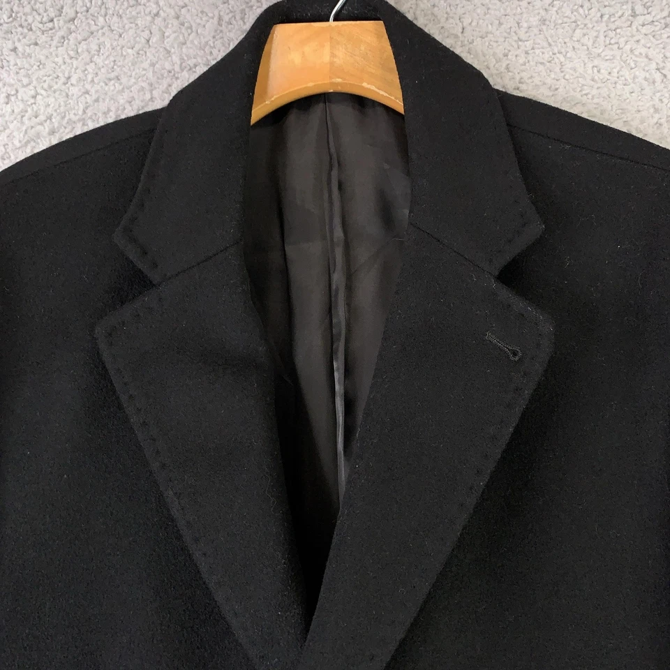 Lauren Ralph Lauren Coat Mens 42R Black Wool Cashmere Overcoat Italian Fabric - Image 3 of 4