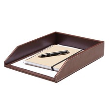 Letter Desk Organizer - Premium PU Leather Perfect for Office Organization, D...