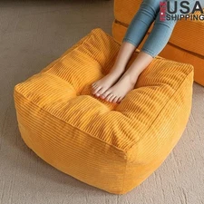 Soft Corduroy Square Pouf Ottoman W/ Foam Filling Storage Foot Stool Living Room