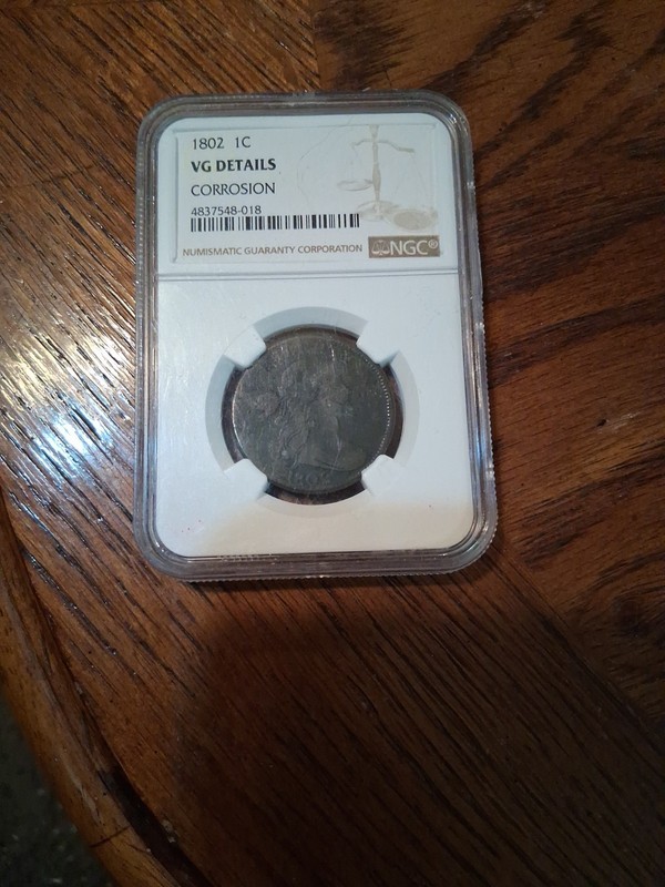 1802 US Large Cent NGC Slabbed VG Details