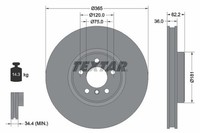 Textar Bremsscheiben Textar Pro+ Ø 365Mm InnenbelüFtet Beschichtet FüR BMW 92161
