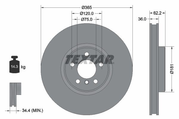 Textar Bremsscheiben Textar Pro+ Ø 365Mm InnenbelüFtet Beschichtet FüR BMW 92161-image