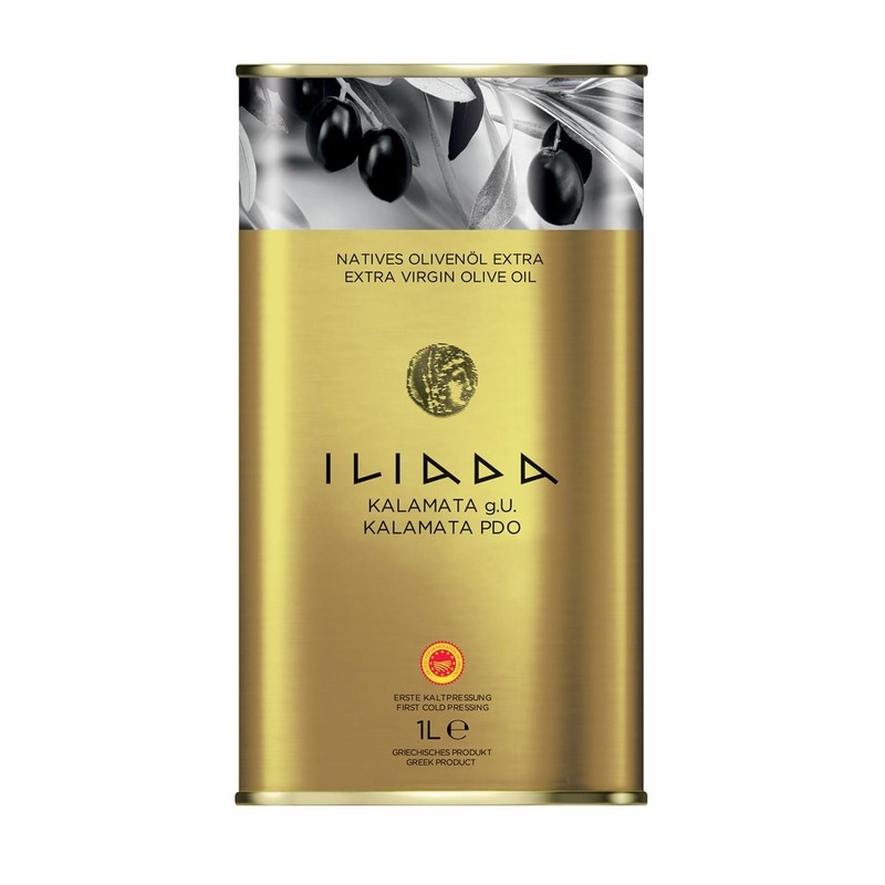 ILIADA Kalamata PDO Extra Virgin Olive Oil 1L Tin First Cold Pressed