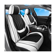 Black White Car Seat Covers Full Set Universal 5-Seater Full Wrap Black White