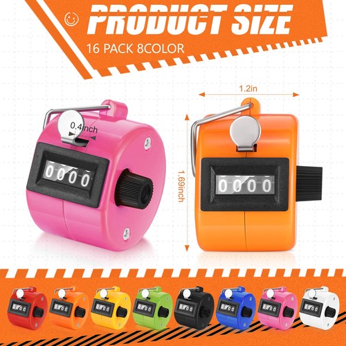 16 Pcs Handheld Clicker Counter 4 Digit Mechanical Tally Counter Assorted Col... - Picture 2 of 7