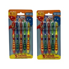2 Pack Dr Fresh Kids Soft Multi-Color 5-Count Toothbrush 3 Years Extra Soft