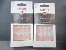 Kiss Classy Pink Medium Coffin New Nail, New Me Press On Nails - Lot of 2