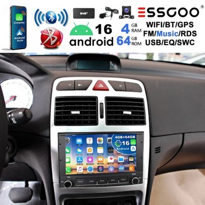 4+64G Für Peugeot 307 CC 2001-2014 Autoradio GPS Android 16 Carplay DAB+ Camera