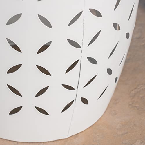 Lilac Outdoor 12" Iron Side Table, White - Picture 4 of 6