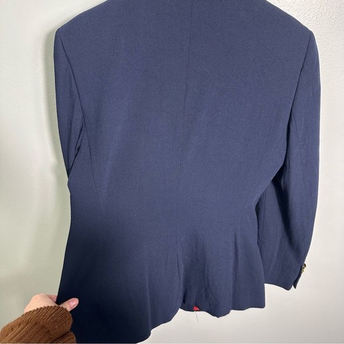 LAUREN Ralph Lauren Navy Office Work Blazer Size 8 Red Interior Gold Button - Picture 16 of 16