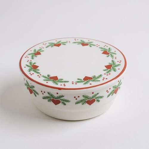 PORSGRUND Norway HEARTS & PINES Individual BOWL & LID 4 3/4"