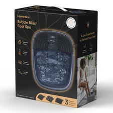 HoMedics Bubble Bliss Deluxe Heated Foot Spa Bath with Massage & Bubbles - Black